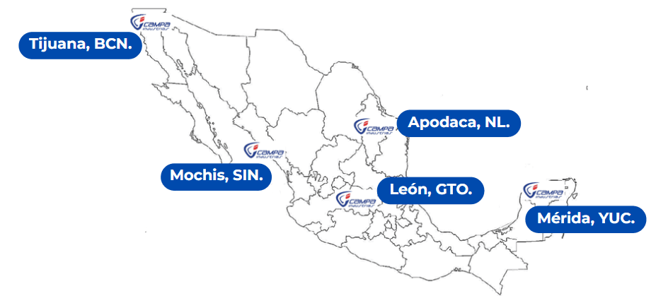 Distribución geográfica de Campa Industrias