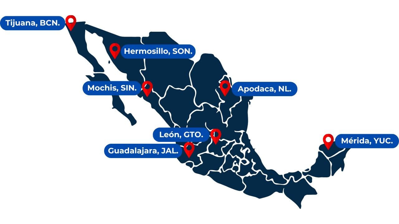 Distribución geográfica de Campa Industrias